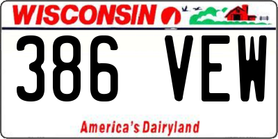 WI license plate 386VEW