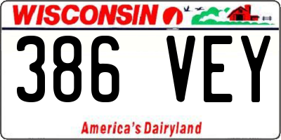 WI license plate 386VEY