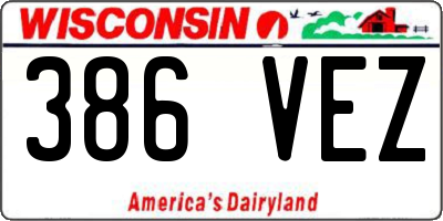 WI license plate 386VEZ