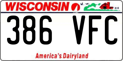 WI license plate 386VFC