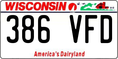 WI license plate 386VFD