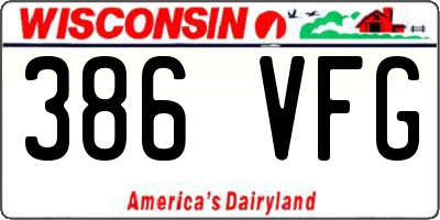 WI license plate 386VFG