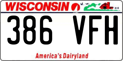 WI license plate 386VFH