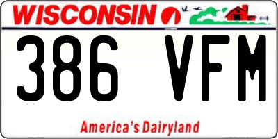 WI license plate 386VFM