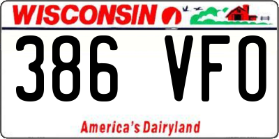 WI license plate 386VFO