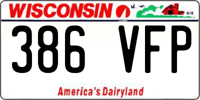 WI license plate 386VFP