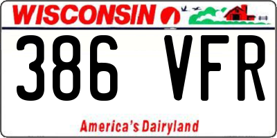 WI license plate 386VFR