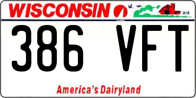 WI license plate 386VFT
