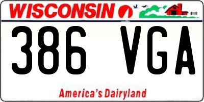 WI license plate 386VGA