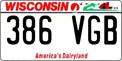 WI license plate 386VGB