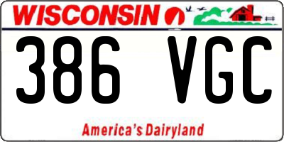 WI license plate 386VGC