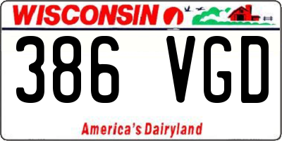 WI license plate 386VGD