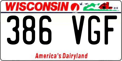 WI license plate 386VGF