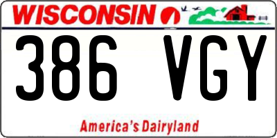 WI license plate 386VGY