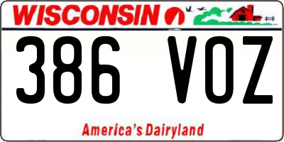 WI license plate 386VOZ