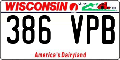 WI license plate 386VPB