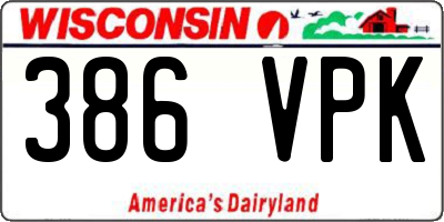 WI license plate 386VPK