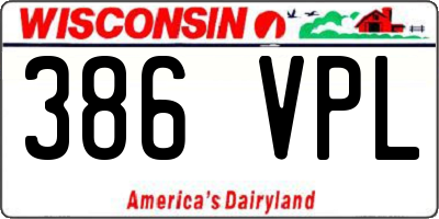 WI license plate 386VPL