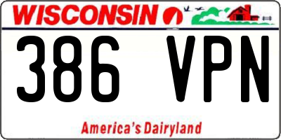 WI license plate 386VPN
