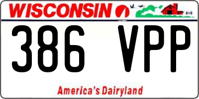 WI license plate 386VPP