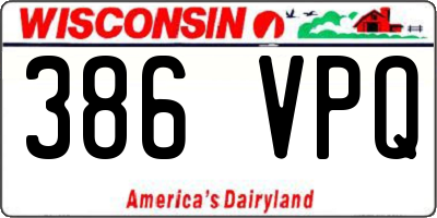 WI license plate 386VPQ