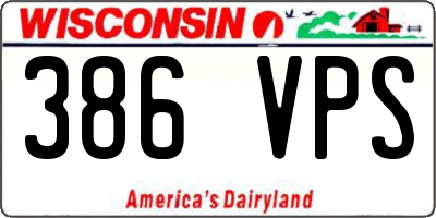 WI license plate 386VPS