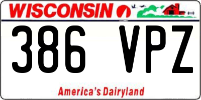 WI license plate 386VPZ