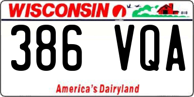 WI license plate 386VQA