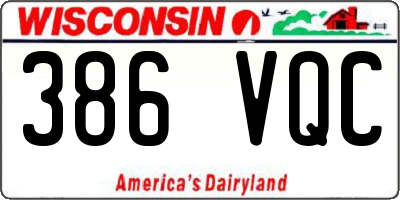 WI license plate 386VQC