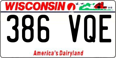 WI license plate 386VQE
