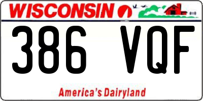 WI license plate 386VQF