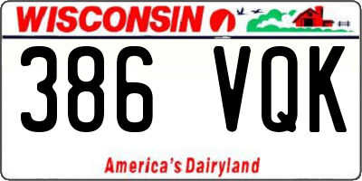 WI license plate 386VQK