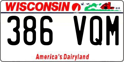 WI license plate 386VQM
