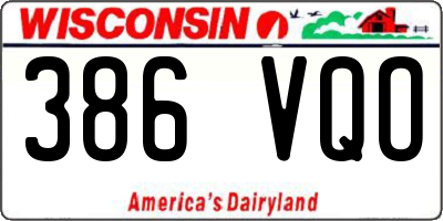 WI license plate 386VQO