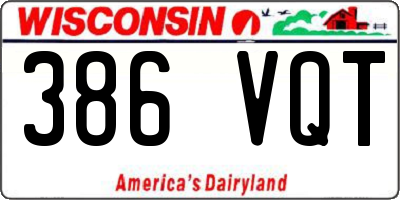 WI license plate 386VQT