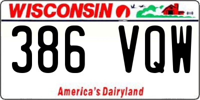 WI license plate 386VQW