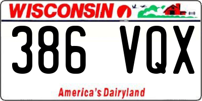 WI license plate 386VQX
