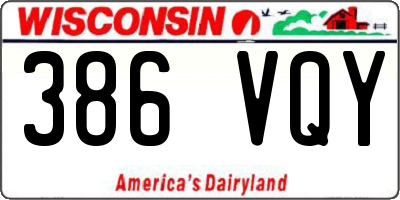 WI license plate 386VQY