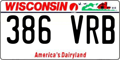 WI license plate 386VRB