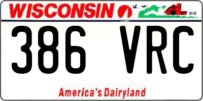 WI license plate 386VRC