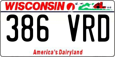 WI license plate 386VRD