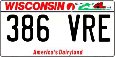 WI license plate 386VRE