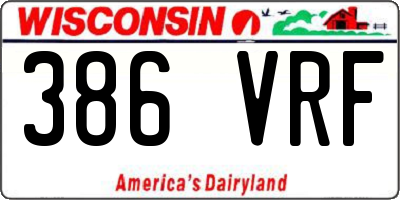 WI license plate 386VRF