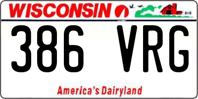 WI license plate 386VRG