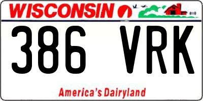 WI license plate 386VRK