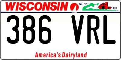 WI license plate 386VRL