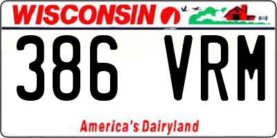 WI license plate 386VRM