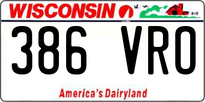 WI license plate 386VRO
