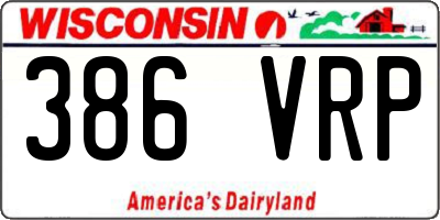 WI license plate 386VRP