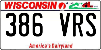 WI license plate 386VRS